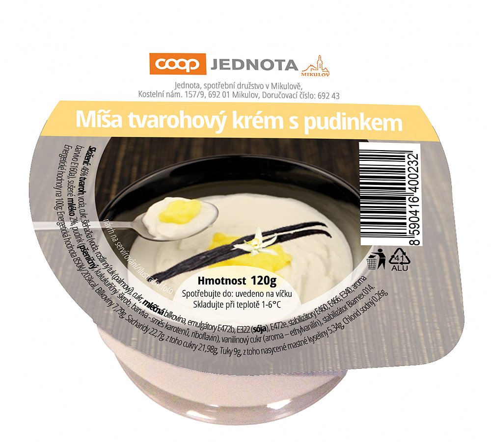 Míša tvarohový krém s pudinkem 120 g - obrázek