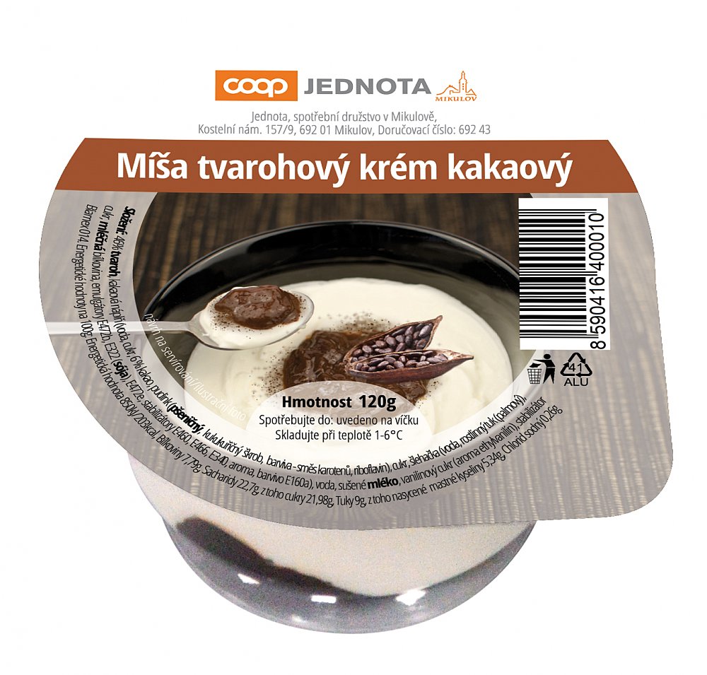 Míša tvarohový krém kakaový 120 g - obrázek